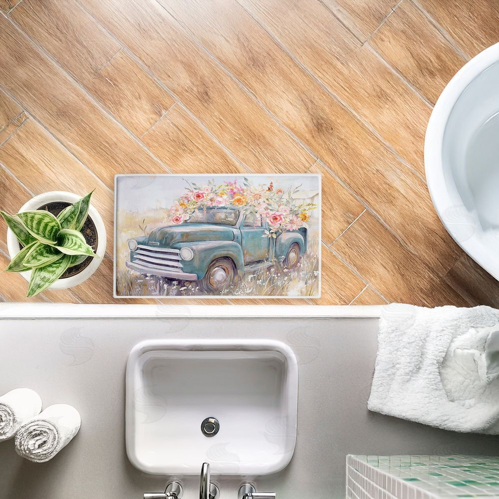 Nina Blue | Country Cargo Roses Plush Bath Mat