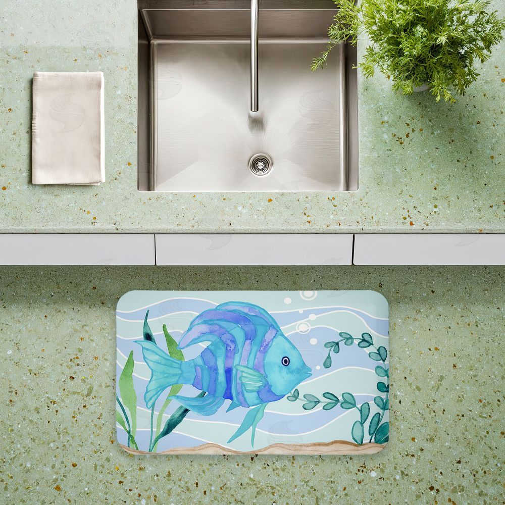 Audrey Jeanne Roberts | Fun Blue Fish Underwater Anti-Fatigue Mat