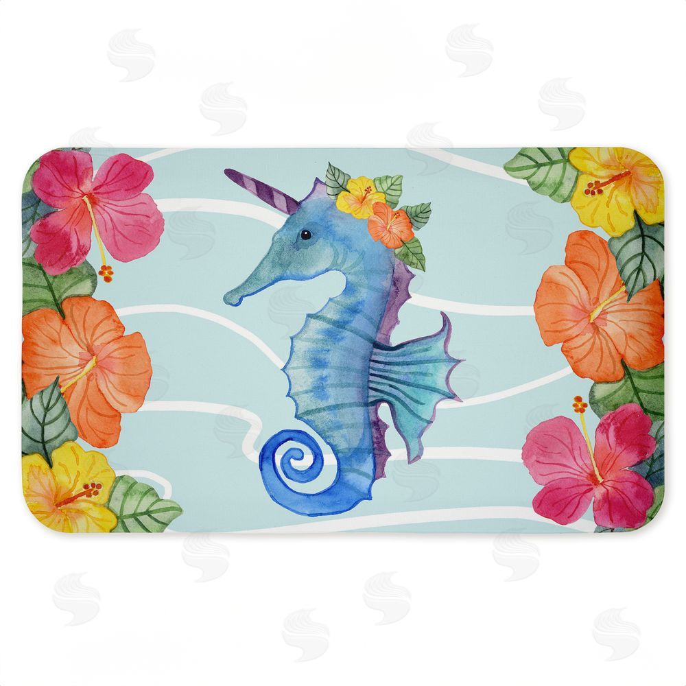 Audrey Jeanne Roberts | Unicorn Seahorse & Hibiscus Anti-Fatigue Mat