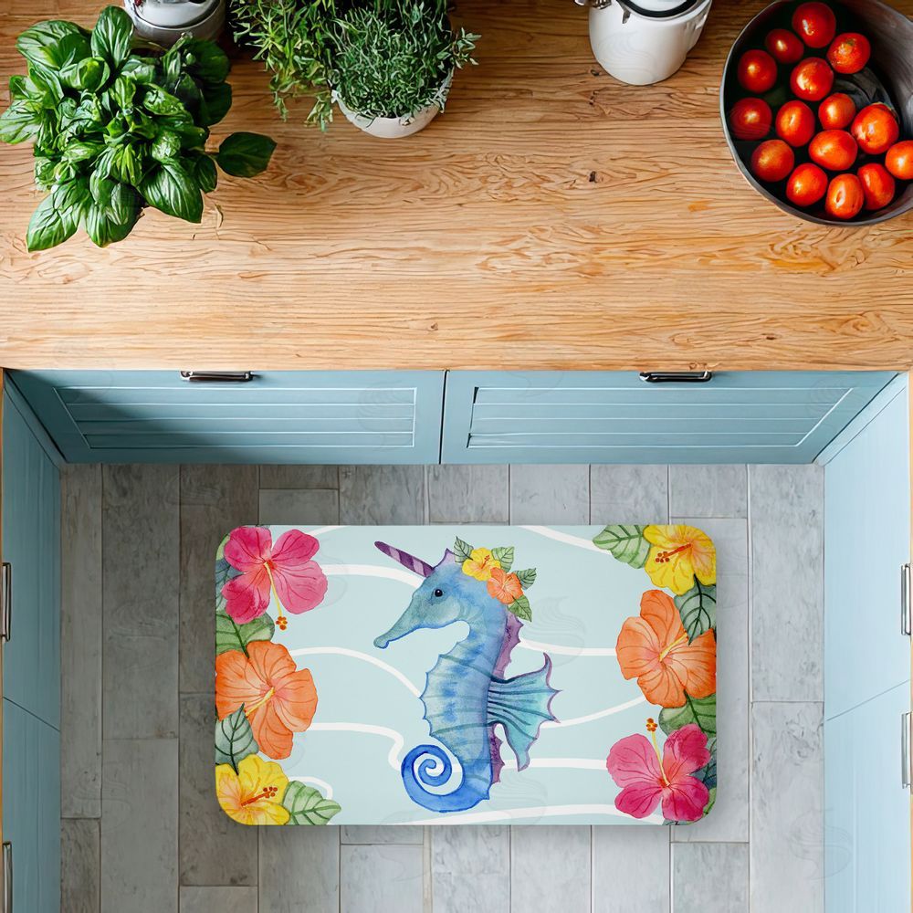 Audrey Jeanne Roberts | Unicorn Seahorse & Hibiscus Anti-Fatigue Mat