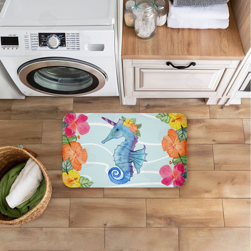Audrey Jeanne Roberts | Unicorn Seahorse & Hibiscus Anti-Fatigue Mat