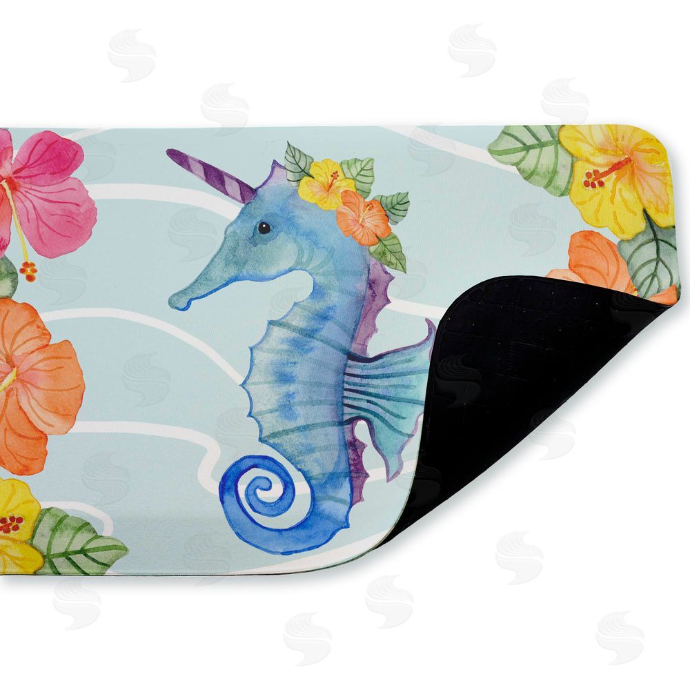 Audrey Jeanne Roberts | Unicorn Seahorse & Hibiscus Anti-Fatigue Mat