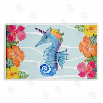 Audrey Jeanne Roberts | Unicorn Seahorse & Hibiscus Plush Bath Mat