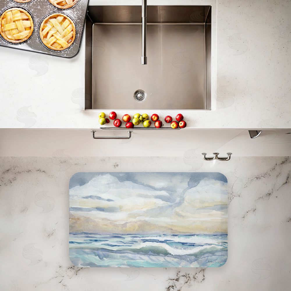 Audrey Jeanne Roberts | Tranquil Watercolor Waves Anti-Fatigue Mat