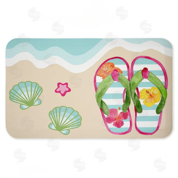 Audrey Jeanne Roberts | Flip Flops on Beach Shore Anti-Fatigue Mat