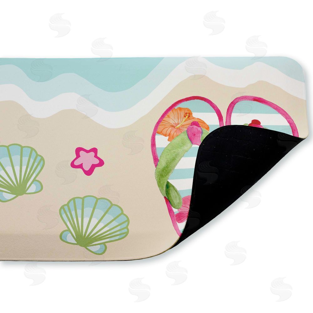 Audrey Jeanne Roberts | Flip Flops on Beach Shore Anti-Fatigue Mat