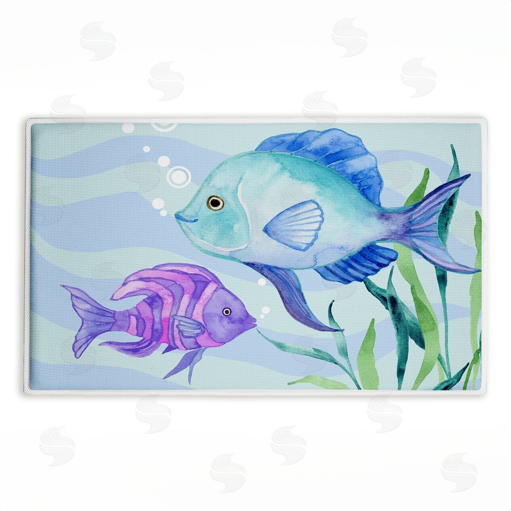 Audrey Jeanne Roberts | Fun Fish Blue & Purple Plush Bath Mat