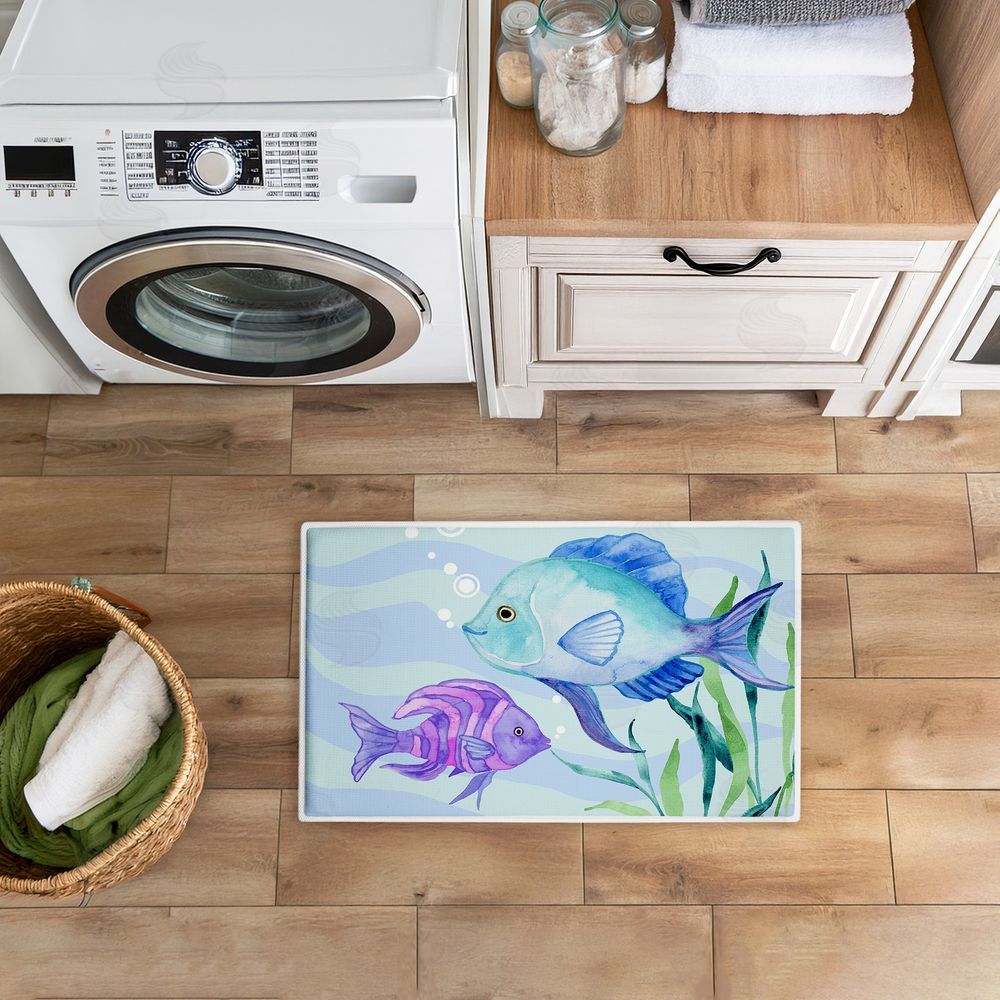 Audrey Jeanne Roberts | Fun Fish Blue & Purple Plush Bath Mat