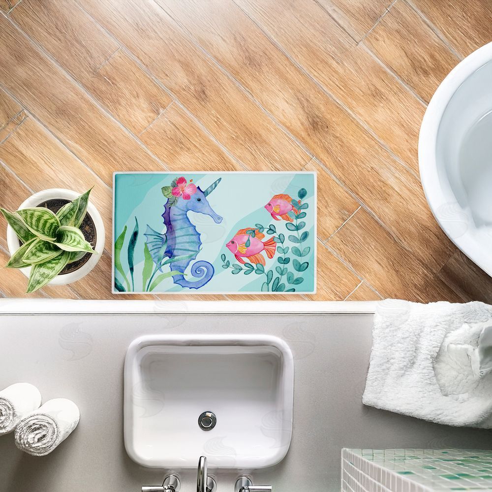 Audrey Jeanne Roberts | Horned Seahorse & Fish Plush Bath Mat