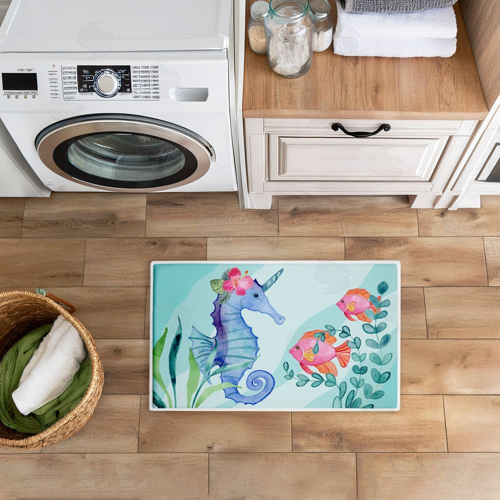 Audrey Jeanne Roberts | Horned Seahorse & Fish Plush Bath Mat