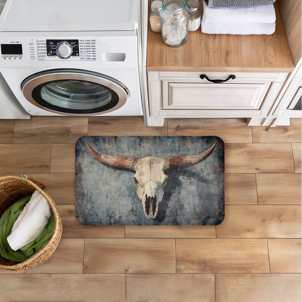 Nina Blue | Dark Vintage Cow Skull Anti-Fatigue Mat