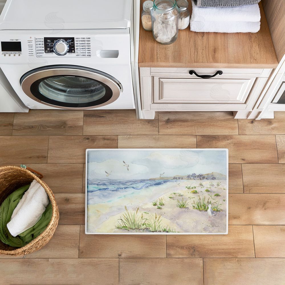 Audrey Jeanne Roberts | Seagull by Beach Shore Plush Bath Mat