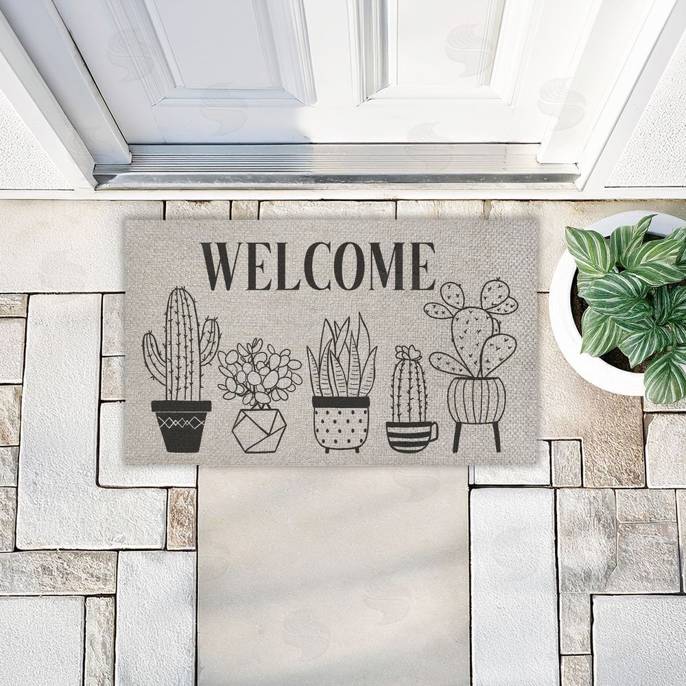 Deane Beesley | Various Potted Cactus Welcome Faux Sisal Door Mat