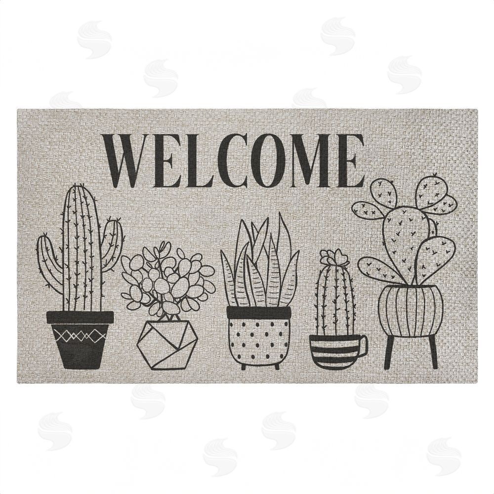 Deane Beesley | Various Potted Cactus Welcome Faux Sisal Door Mat