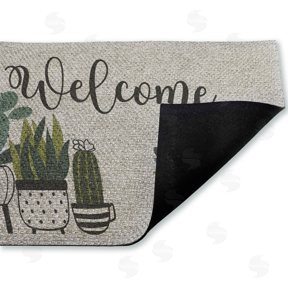 Deane Beesley | Cursive Welcome Potted Cacti Faux Sisal Door Mat