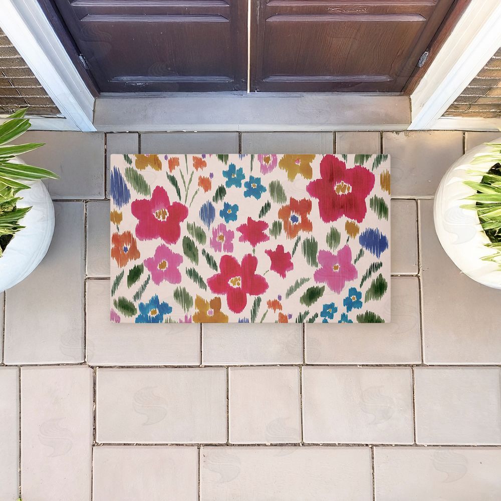 Heather McLaughlin | Boho Ikat Flowers Non-Woven Door Mat