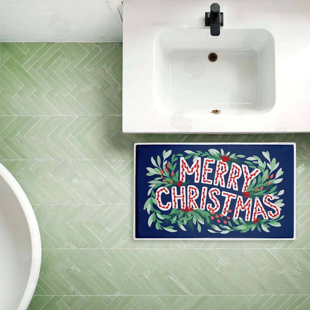 Heather McLaughlin | Merry Christmas & Greenery Plush Bath Mat