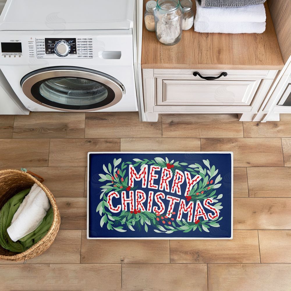 Heather McLaughlin | Merry Christmas & Greenery Plush Bath Mat