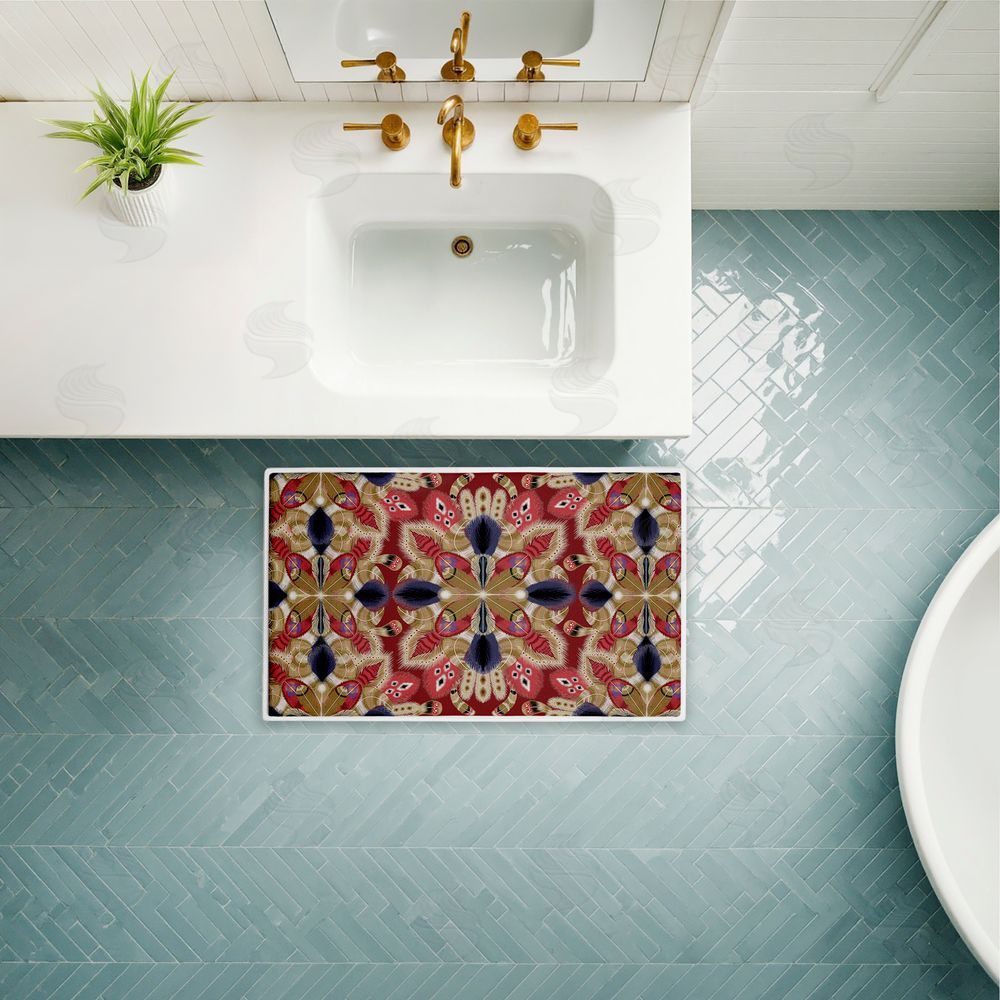 Darlene Seale | Feather Kaleidoscope Fractal Plush Bath Mat