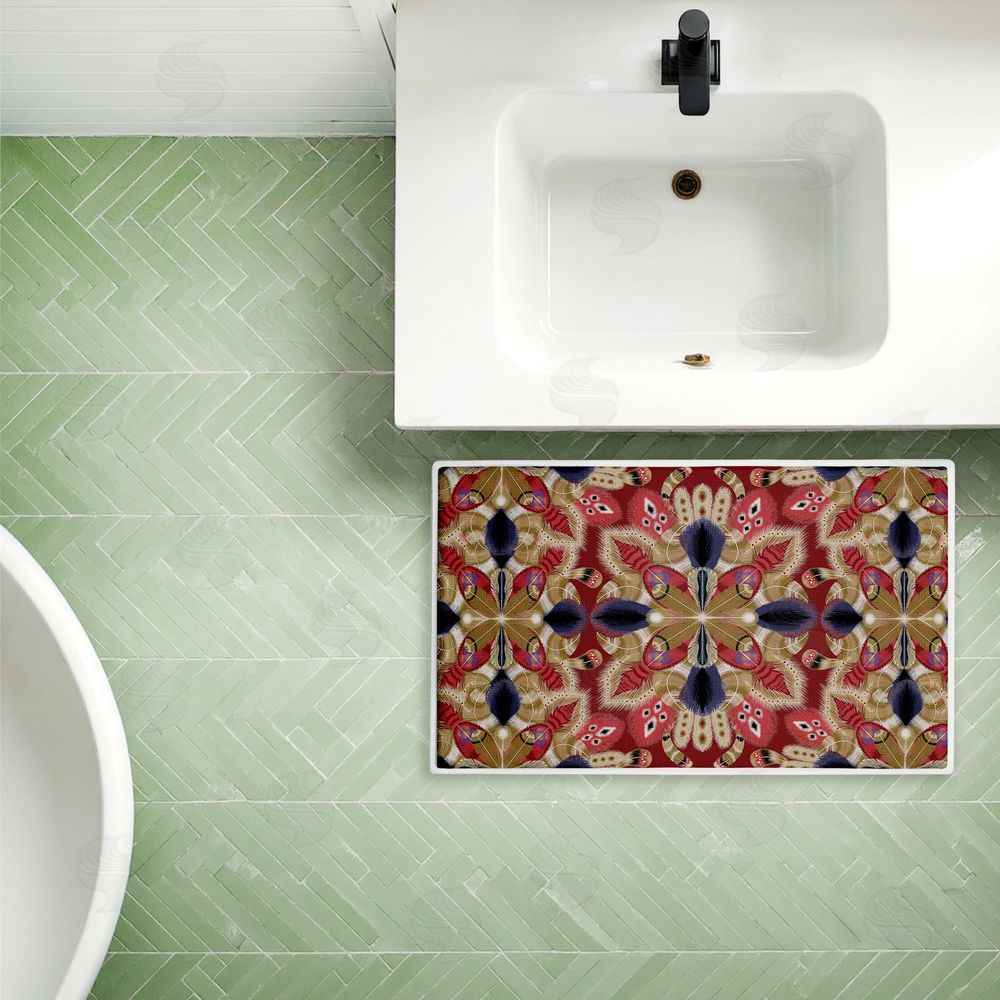 Darlene Seale | Feather Kaleidoscope Fractal Plush Bath Mat