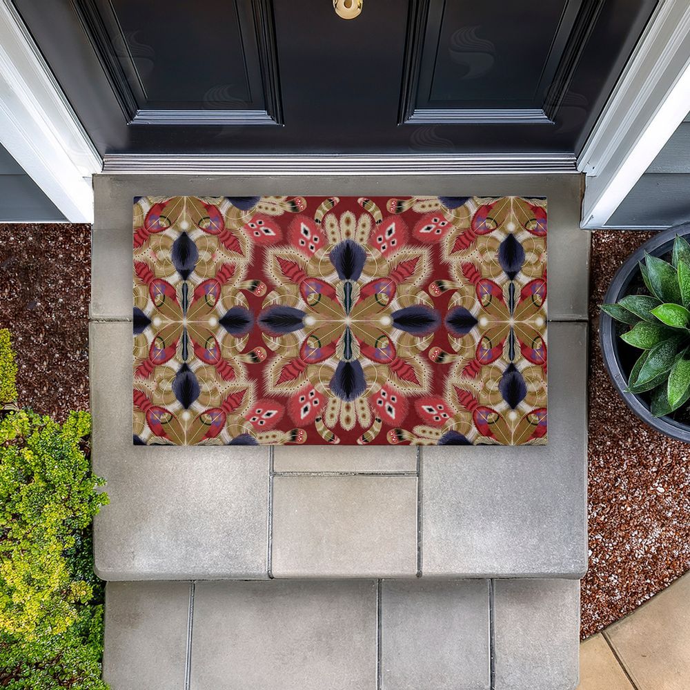 Darlene Seale | Feather Kaleidoscope Fractal Non-Woven Door Mat