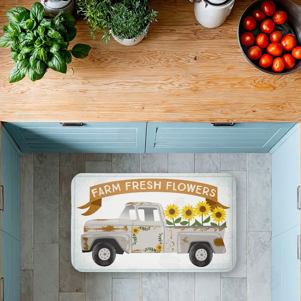 Arrolynn Weiderhold | Autumn Farm Flowers Truck Anti-Fatigue Mat