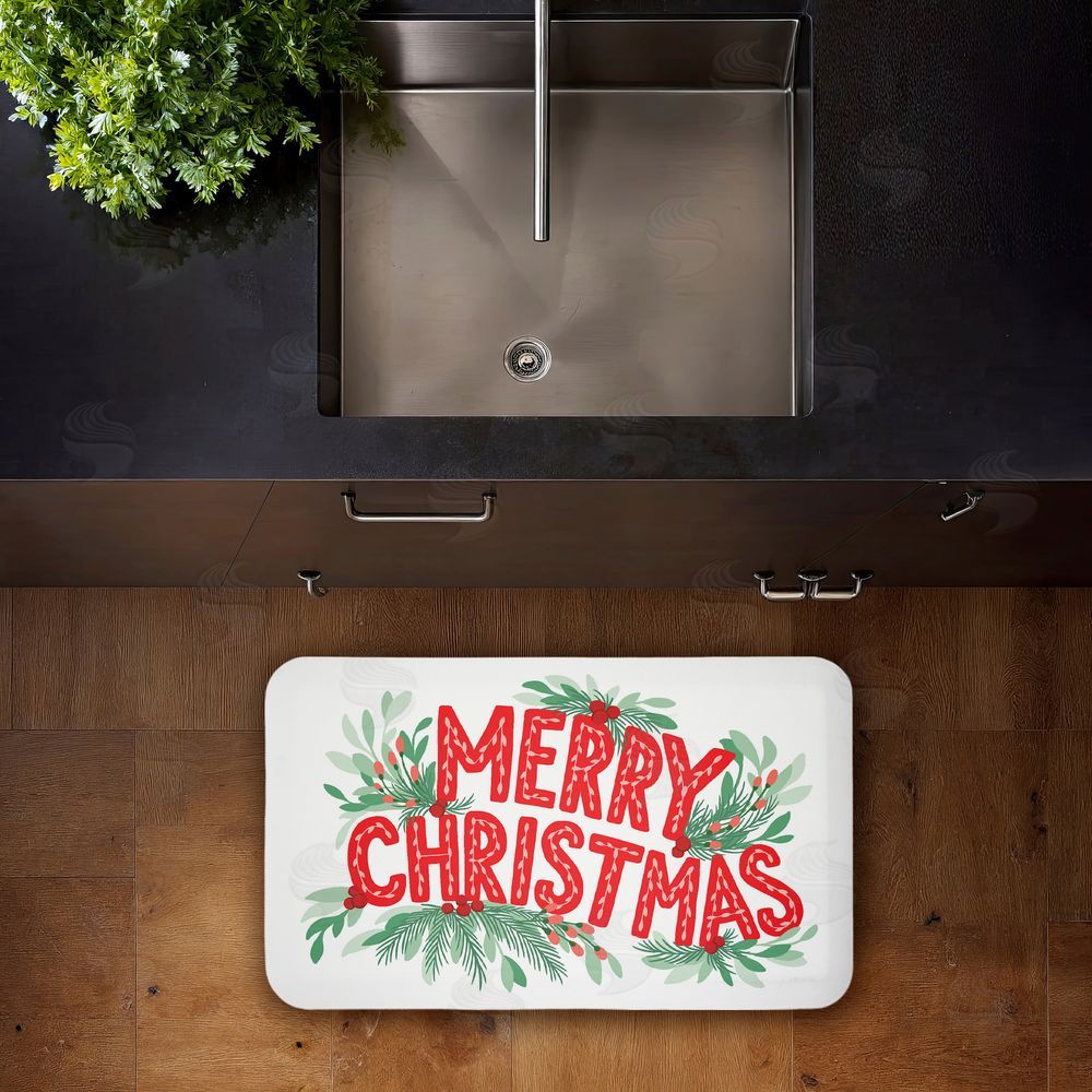 Heather McLaughlin | Merry Christmas with Seasonal Greenery Anti-Fatigue Mat