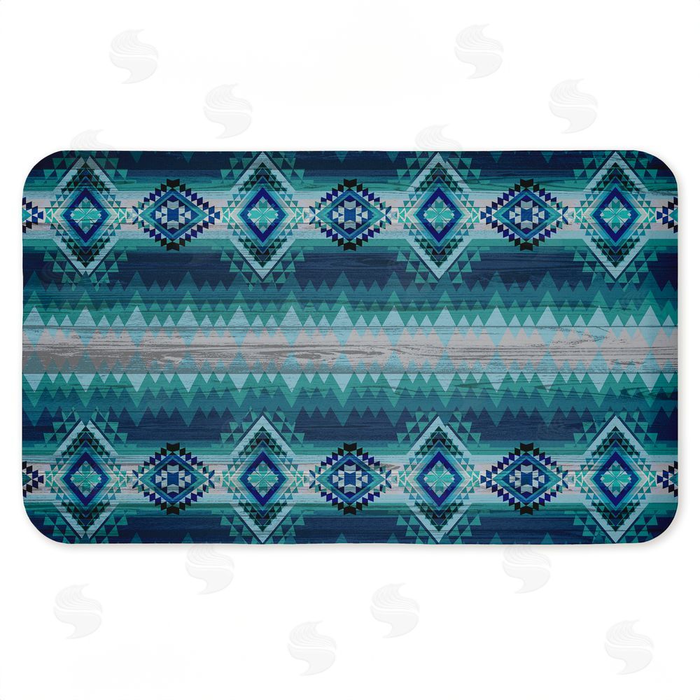 Jennifer Ellory | Blue Boho Geometric Anti-Fatigue Mat