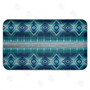 Jennifer Ellory | Blue Boho Geometric Anti-Fatigue Mat