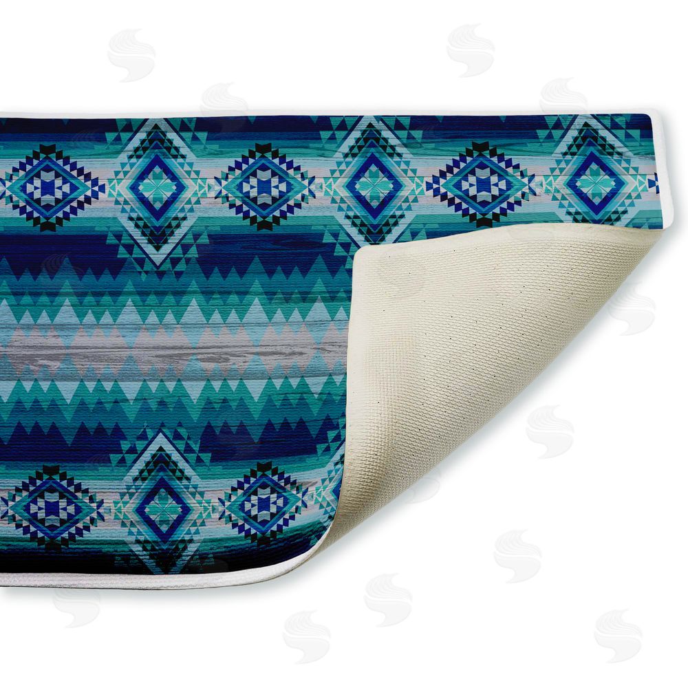 Jennifer Ellory | Blue Boho Geometric Plush Bath Mat