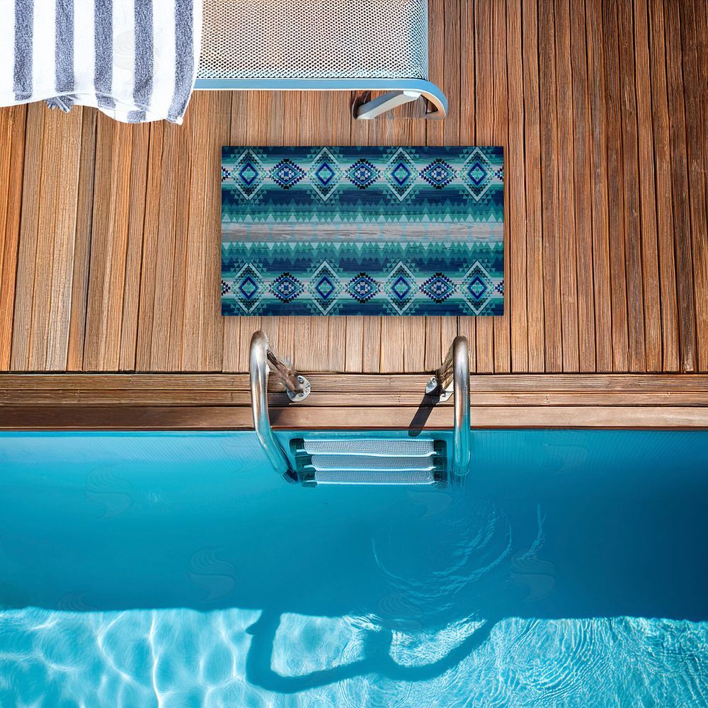 Jennifer Ellory | Blue Boho Geometric Non-Woven Door Mat
