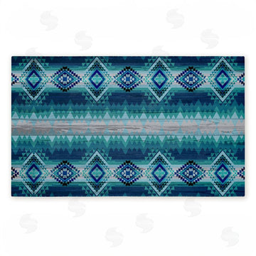 Jennifer Ellory | Blue Boho Geometric Non-Woven Door Mat