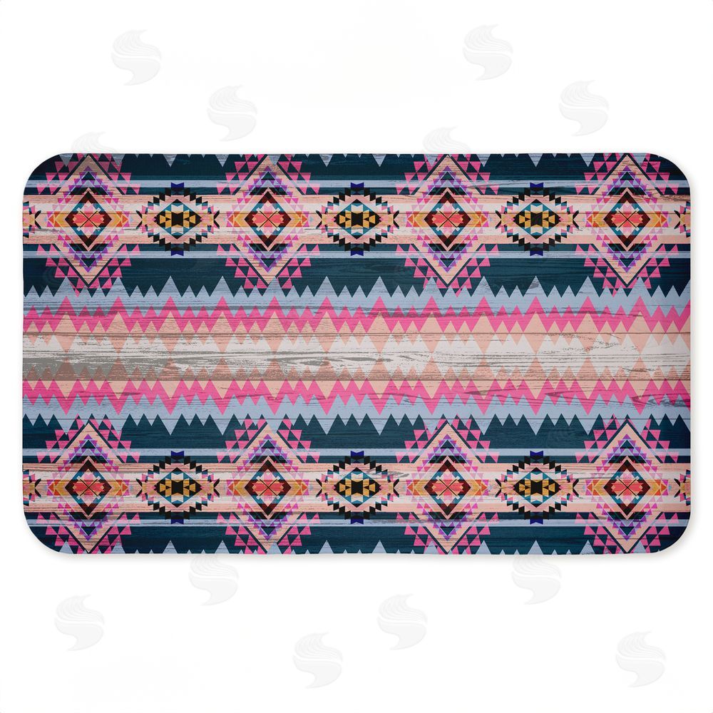 Jennifer Ellory | Boho Geometric Pink & Blue Anti-Fatigue Mat