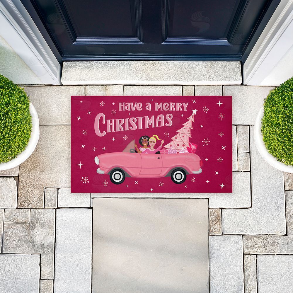 Darlene Seale | Midcentury Pink Christmas Non-Woven Door Mat