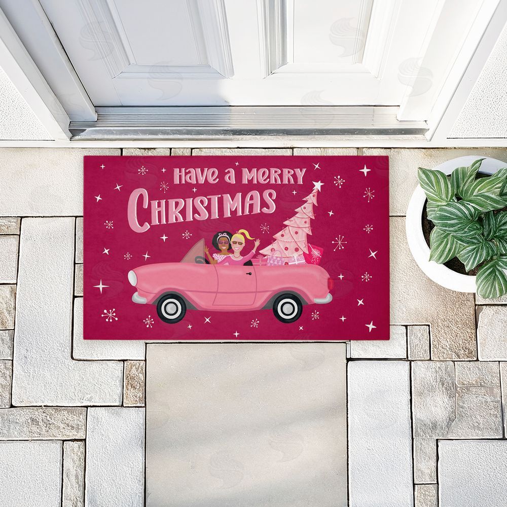 Darlene Seale | Midcentury Pink Christmas Non-Woven Door Mat
