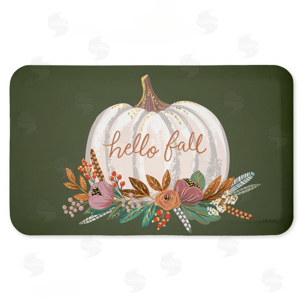 Caroline Alfreds | Floral Pumpkin Fall Greeting Anti-Fatigue Mat