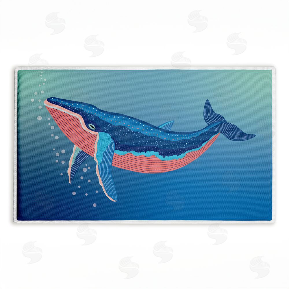 Darlene Seale | Coastal Whale with Bubbles Plush Bath Mat