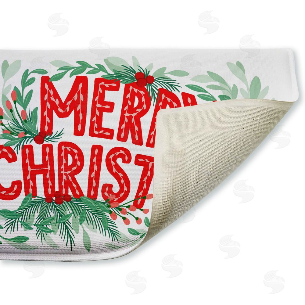 Heather McLaughlin | Retro Merry Christmas & Foliage Plush Bath Mat