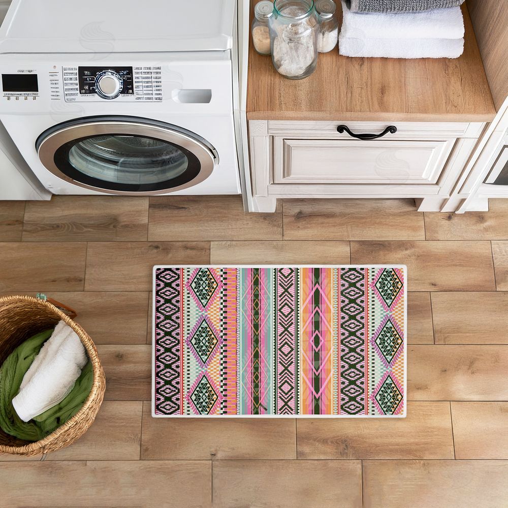 Jennifer Ellory | Boho Geometric Stripes Plush Bath Mat