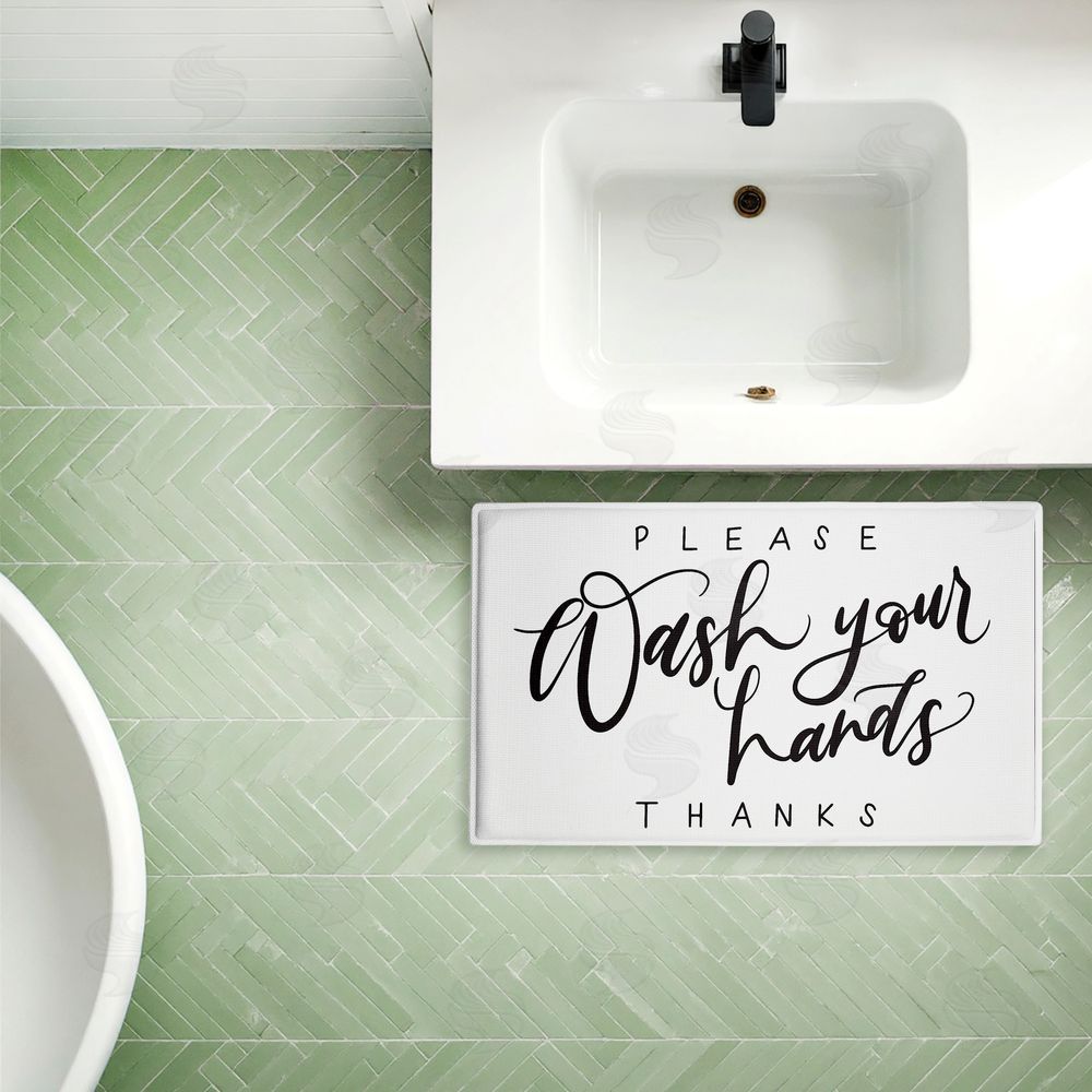 Amanda Houston | Please Wash Hands Thanks Plush Bath Mat