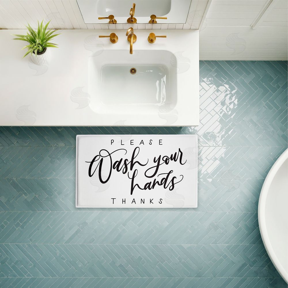 Amanda Houston | Please Wash Hands Thanks Plush Bath Mat