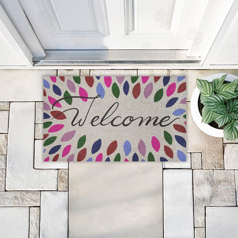 Caroline Alfreds | Jewel Tones Patterned Welcome Faux Sisal Door Mat
