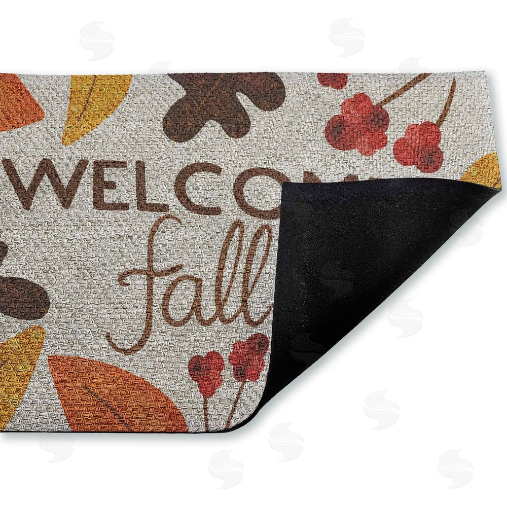 Emily Cromwell | Welcome Fall Leaf Border Faux Sisal Door Mat