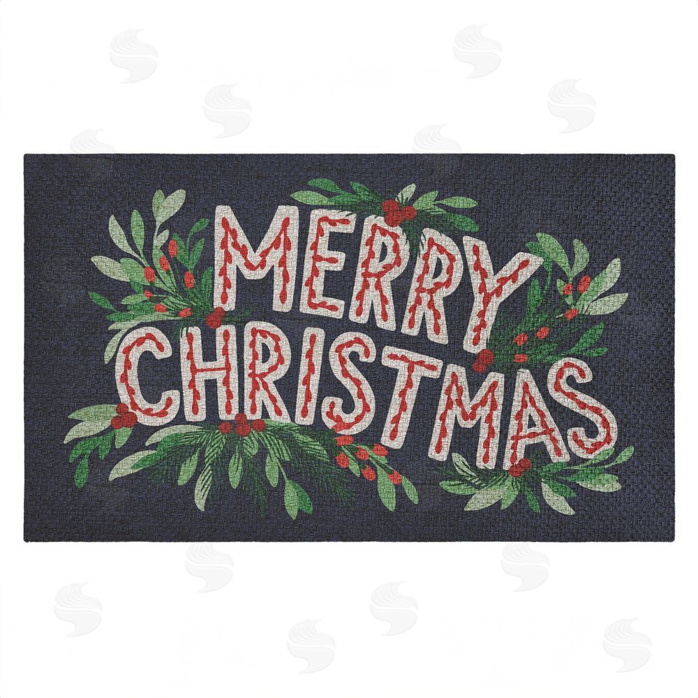 Heather McLaughlin | Merry Christmas with Foliage Faux Sisal Door Mat