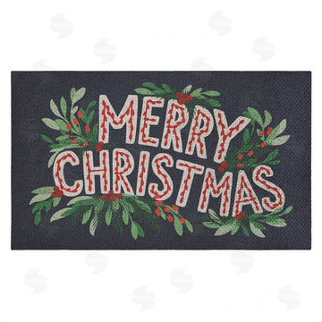 Heather McLaughlin | Merry Christmas with Foliage Faux Sisal Door Mat