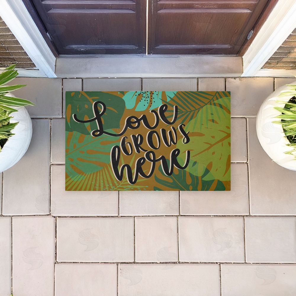 Angela Nickeas | Love Grows Here Leaves Non-Woven Door Mat