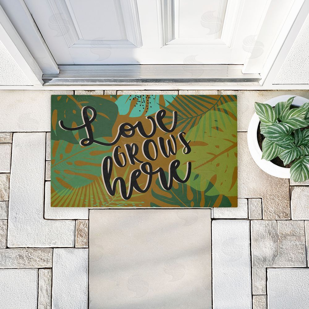 Angela Nickeas | Love Grows Here Leaves Non-Woven Door Mat