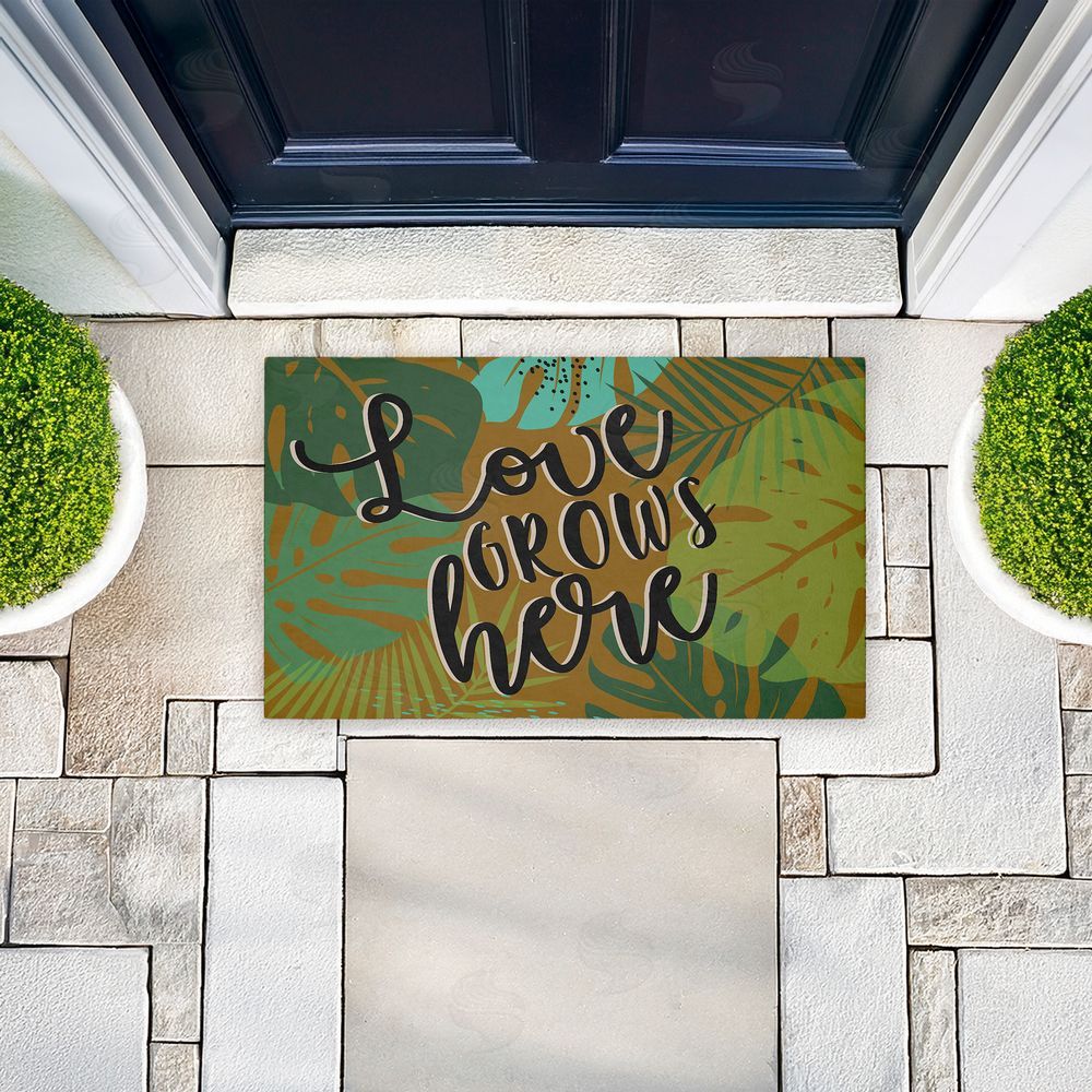 Angela Nickeas | Love Grows Here Leaves Non-Woven Door Mat