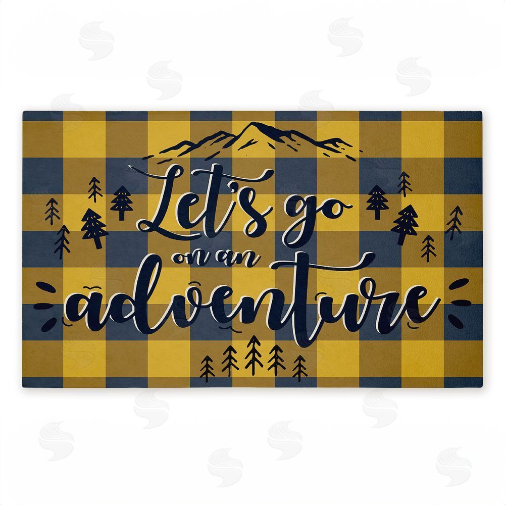 Angela Nickeas | Let's Go Adventure Yellow Plaid Non-Woven Door Mat