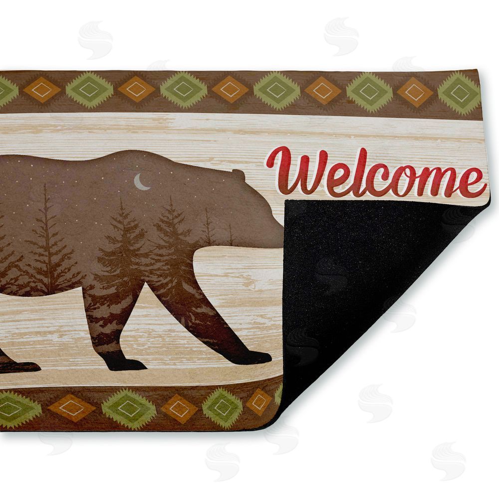 Arrolynn Weiderhold | Cabin Welcome with Rustic Bear Non-Woven Door Mat